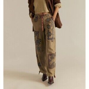 Free People We The Free Around The Block Patch Jogger Pants Cotton XS 288615